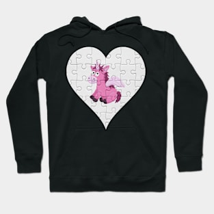 Jigsaw  Unicorn Heart Design - Mythical Creature Unicorn Hoodie